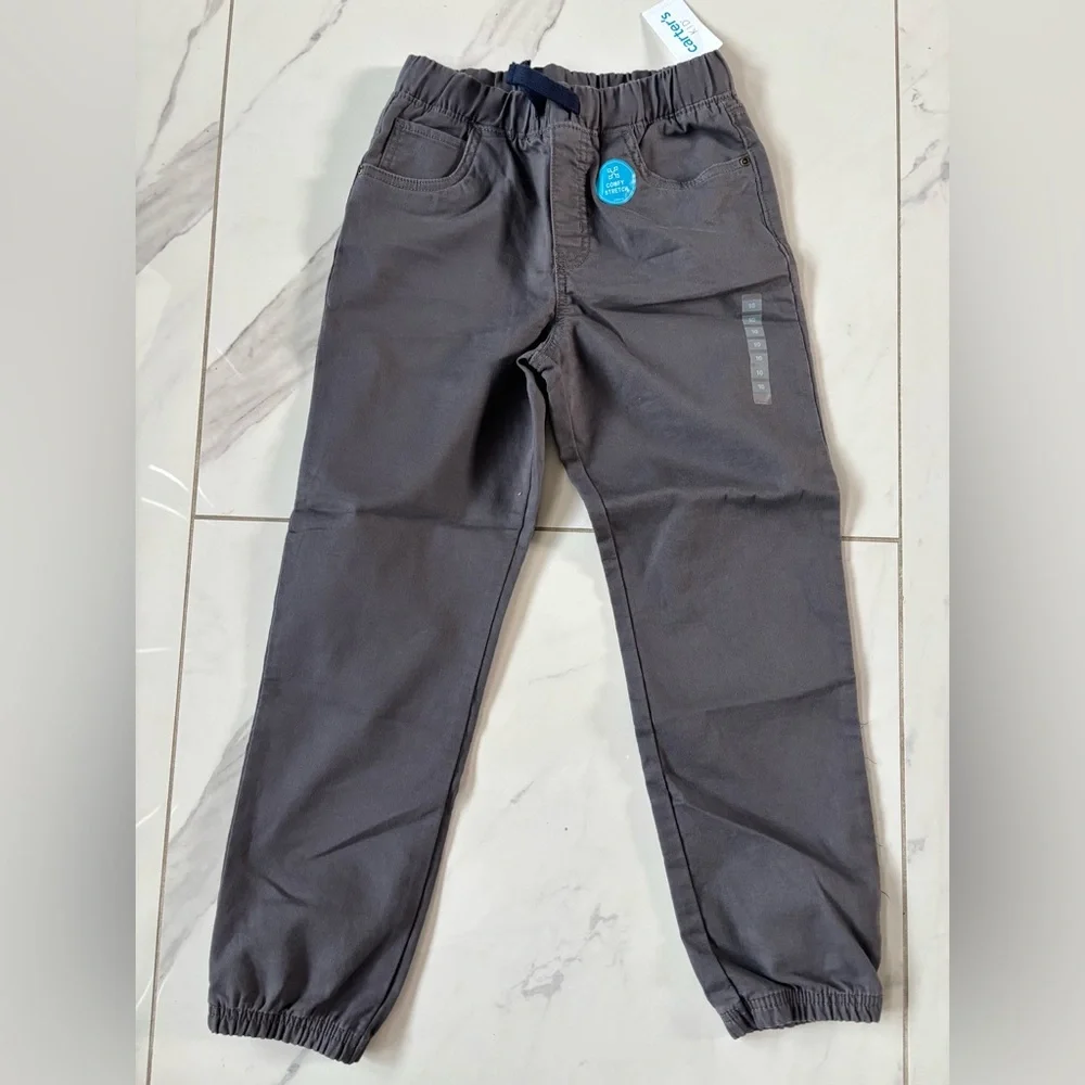 Carter's Charcoal Elastic-Waist Kids Pants - Picture 3 of 7